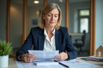 Agent immobilier femme examine des évaluations immobilières