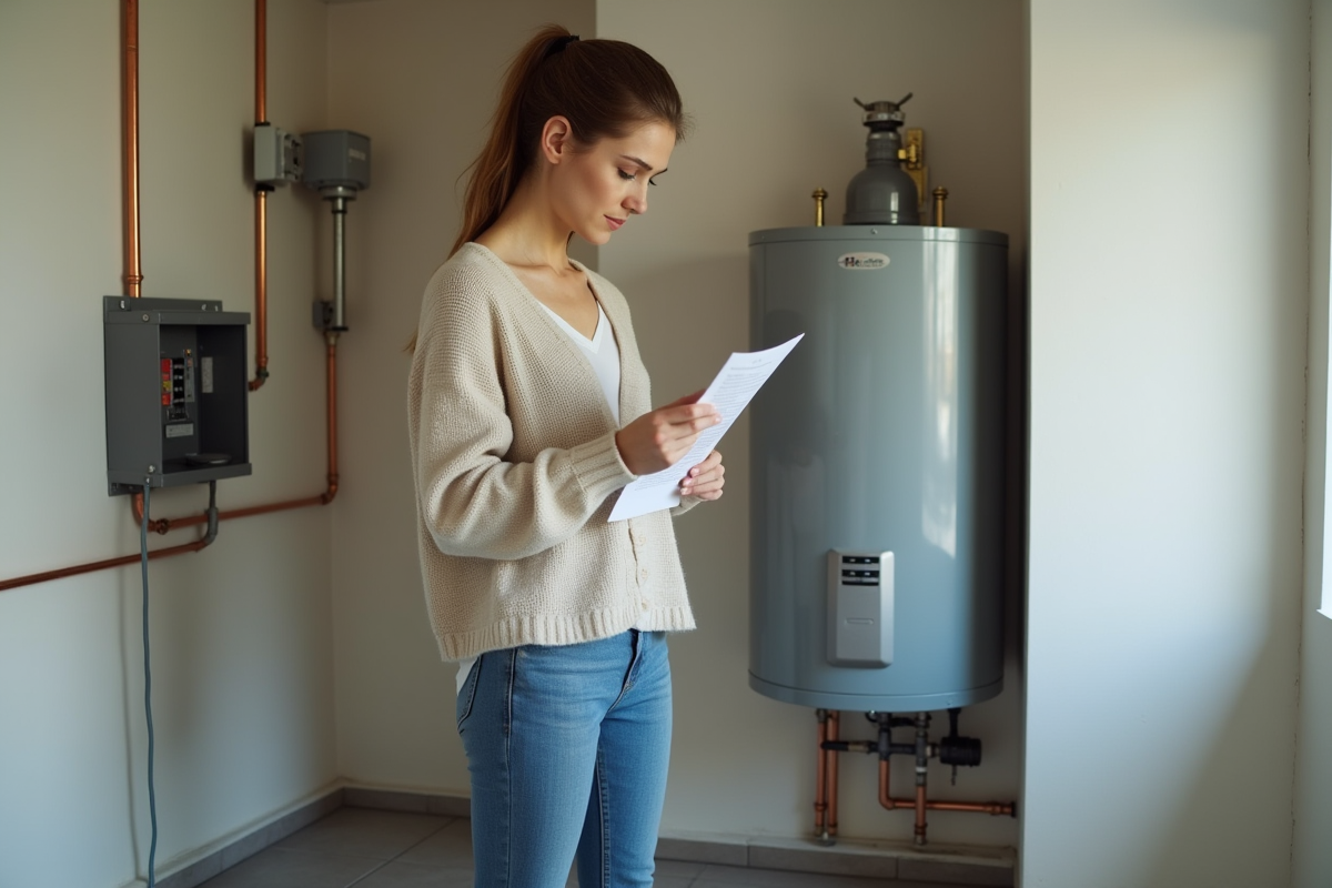 Jeune femme lisant un document près d