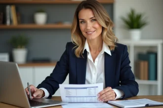 Femme d'affaires en bureau moderne pour l'immobilier