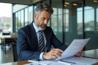 Homme d affaires en costume dans un bureau moderne